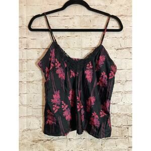 Silkscreen Silk Babydoll Top Womens 6 Dark Romantic Florals Fairy Y2K Cami